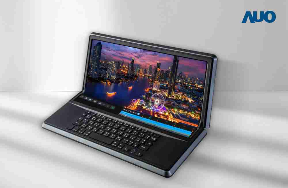 PA直营14.6吋Micro LED折迭显示屏幕，，，搭配半径4mm的弯折绞炼，，以及高画素、、高亮度、、高对比度的显示技术特点，，，即便在大视角下仍保有绝佳色相与亮度